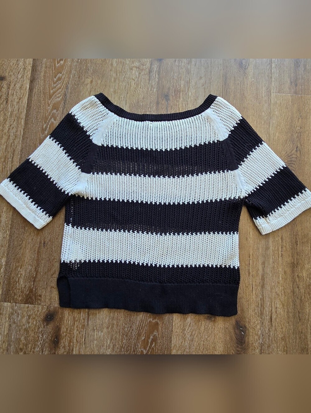 IMNYC Isaac Mizrahi Striped Knit Short-Sleeve Sweater- Size Large - Picture 3 of 4